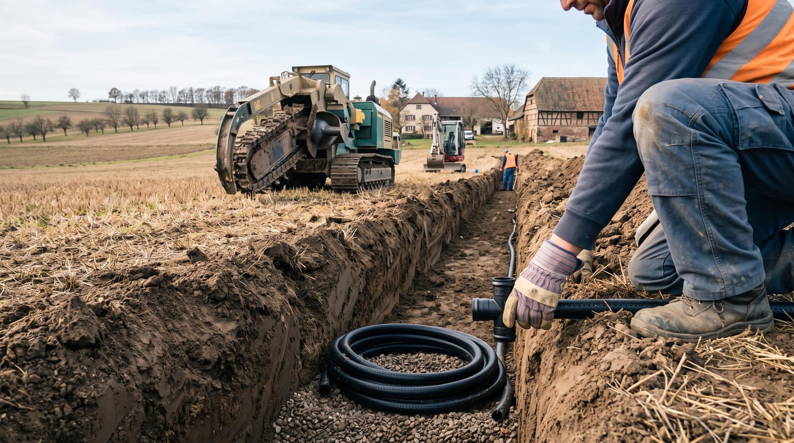 Parcelle agricole mesurée en vue d'un projet de drainage