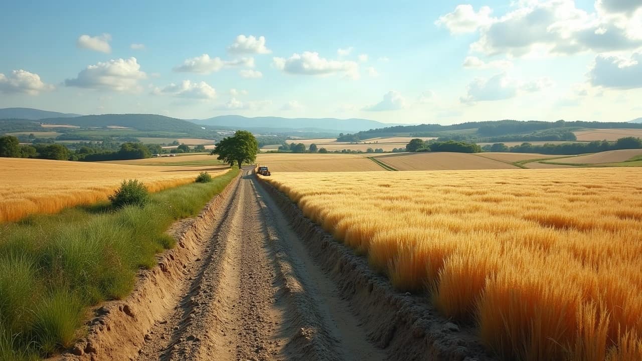 Vue large du plateau lœssique du Kochersberg autour de Truchtersheim, avec ses parcelles de grandes cultures à perte de vue.