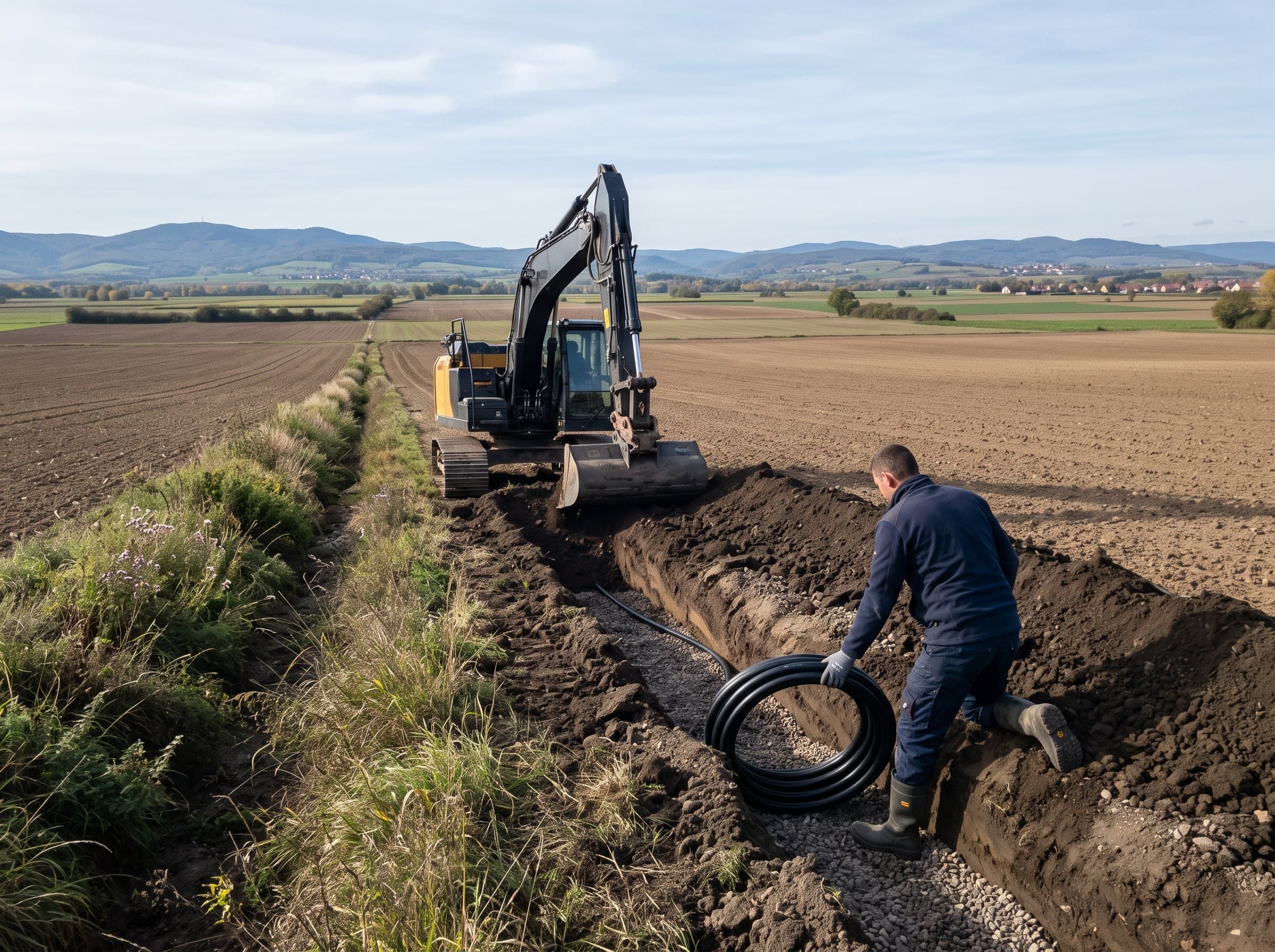 Parcelle de grandes cultures en plaine agricole du Haut-Rhin, près d'Ensisheim